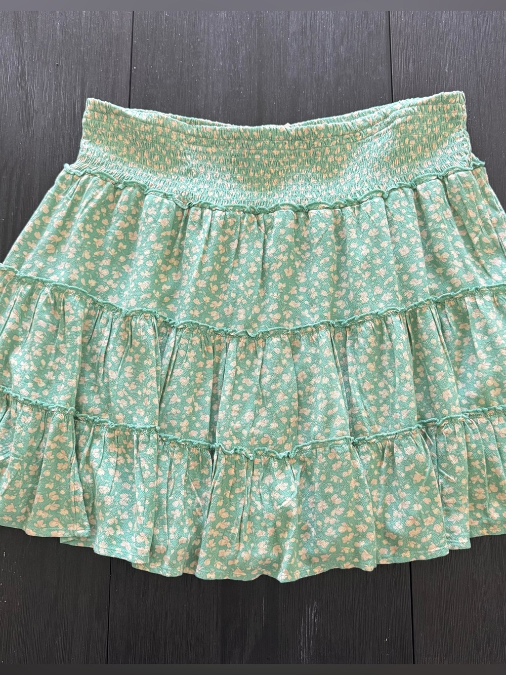 Pastel Green Floral Pull On American Eagle Cottagecore Prairie Mini Skirt XL